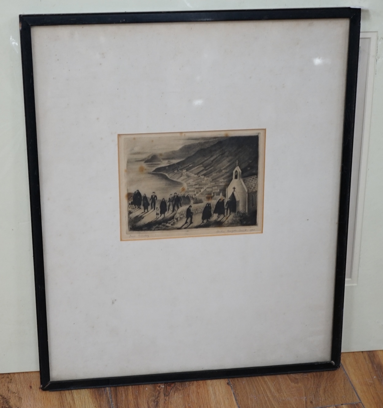 Cecilia Compton-Smith (Exh. 1931-37), etching, Irish Sunday, signed and dated 1932, 12 x 16cm.